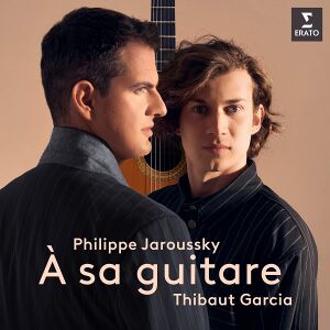 Cover art for "À sa guitare", showing Philippe Jaroussky and Thibaut Garcia